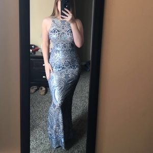 Blue sequin prom dress